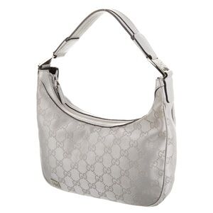 Vtg Y2K Gucci Silver Metallic Shimmer GG Supreme Guccissima Small Bag